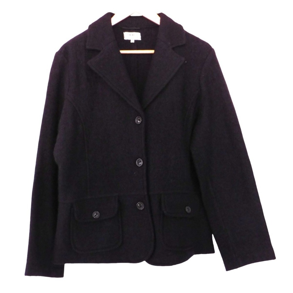 Vintage Womens‎ Boiled Wool Sweater Jacket Cardigan Purple Size Medium